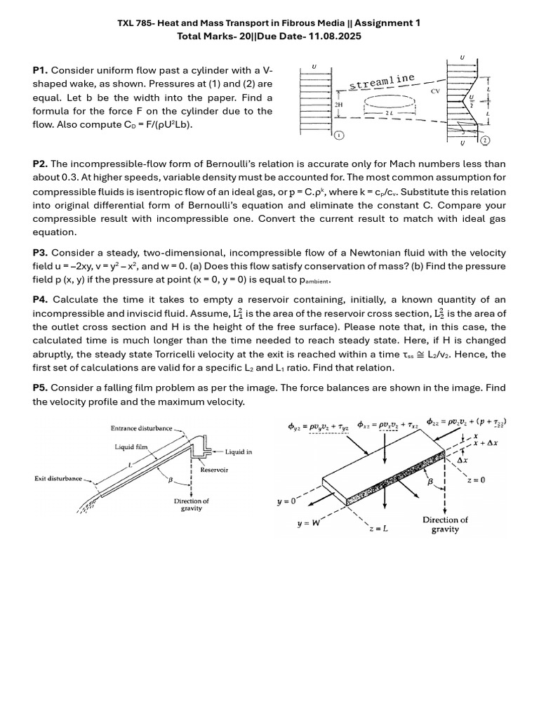Heat and Mass Transport Assignment 1 | PDF