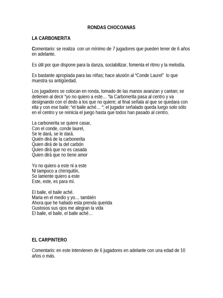 Rondas Infantiles Chocoanas | PDF | Bailes