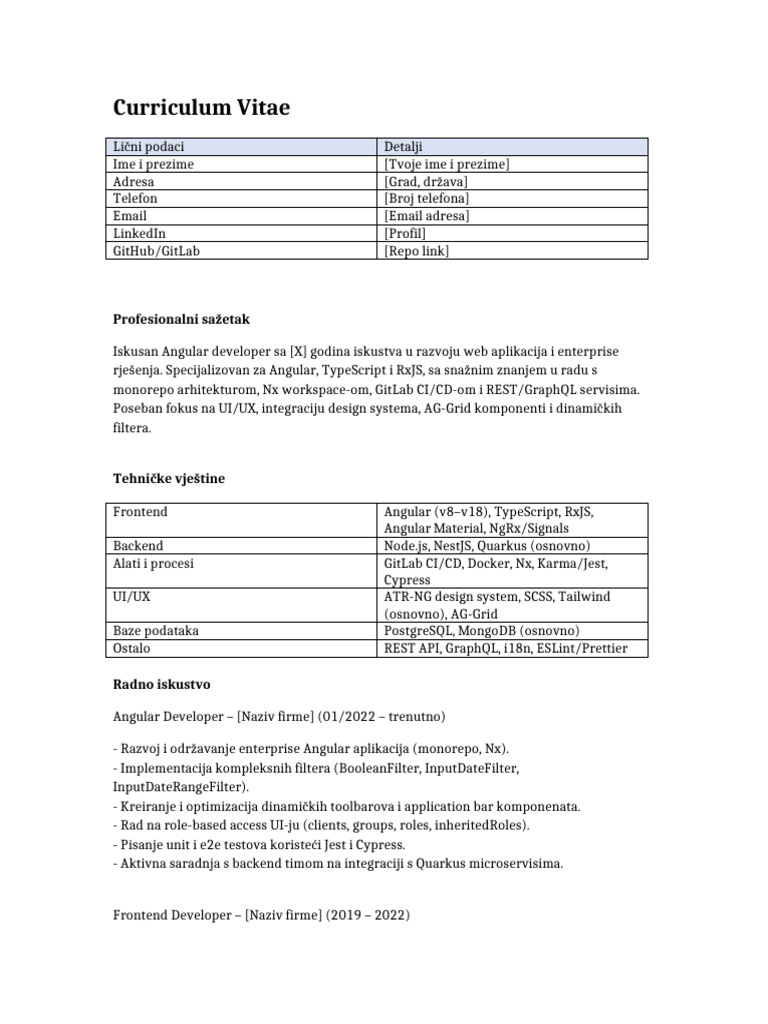 Angular Developer CV | PDF