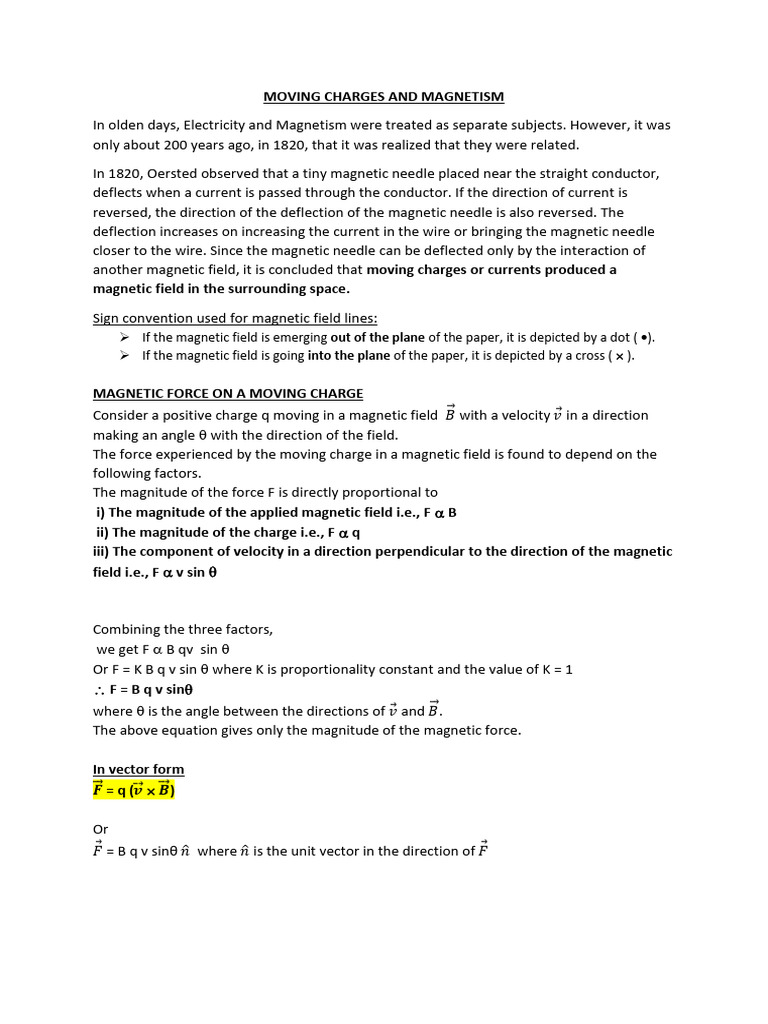 Magnetic Forces on Moving Charges | PDF | Magnetic Field | Force