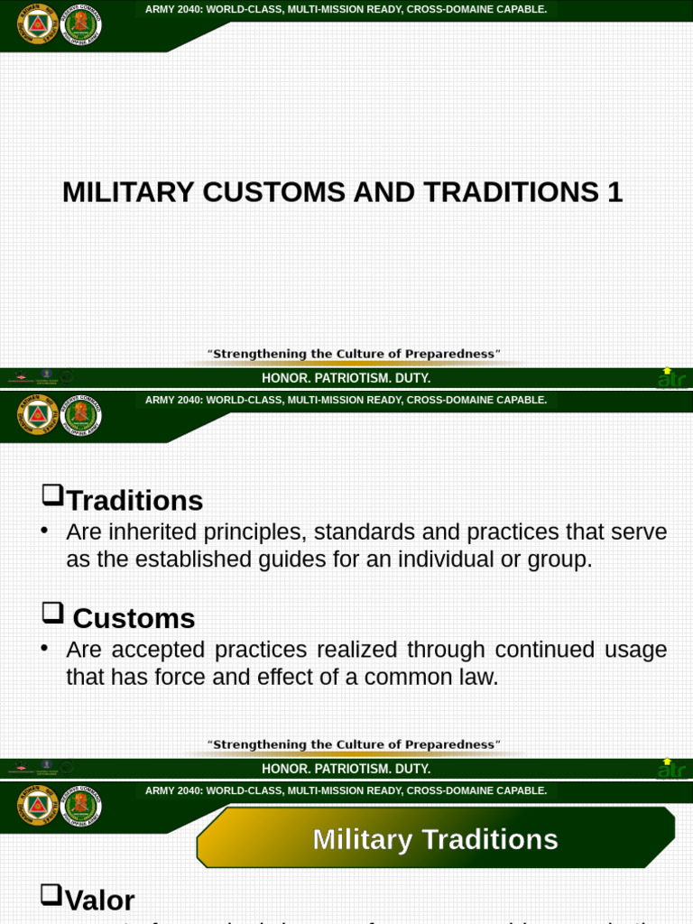 Military Traditions and Customs Overview | PDF | Non Commissioned ...