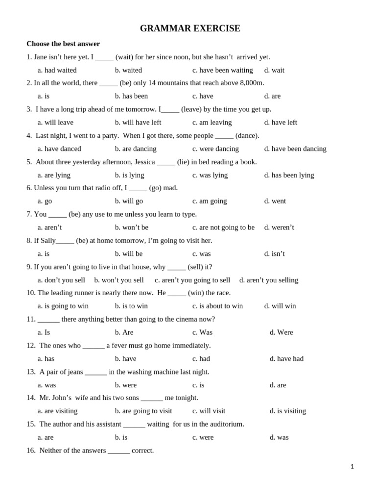 Grammar Exercise | PDF | Subject (Grammar) | Clause