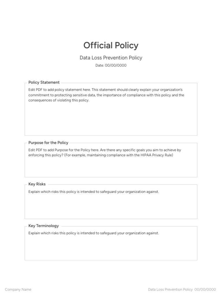 Data Loss Prevention Policy Overview | PDF | Policy | Regulatory Compliance