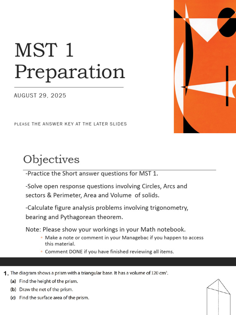 MST 1 Math Preparation Guide | PDF