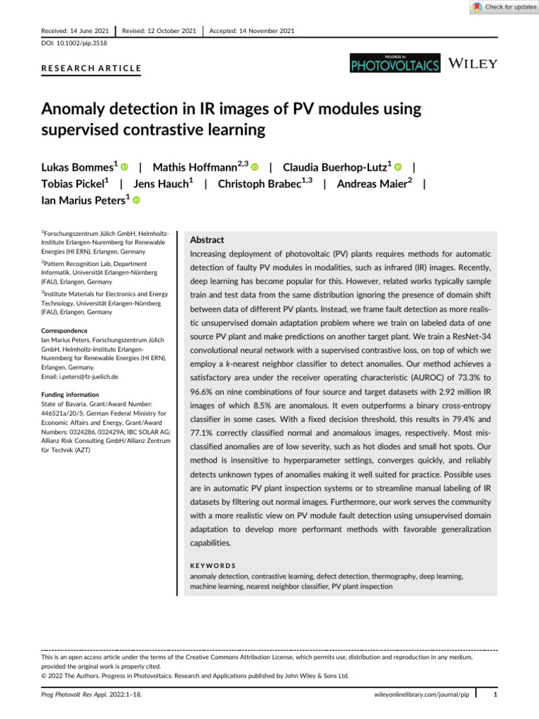 Anomaly Detection in PV Modules Using Contrastive Learning | PDF ...