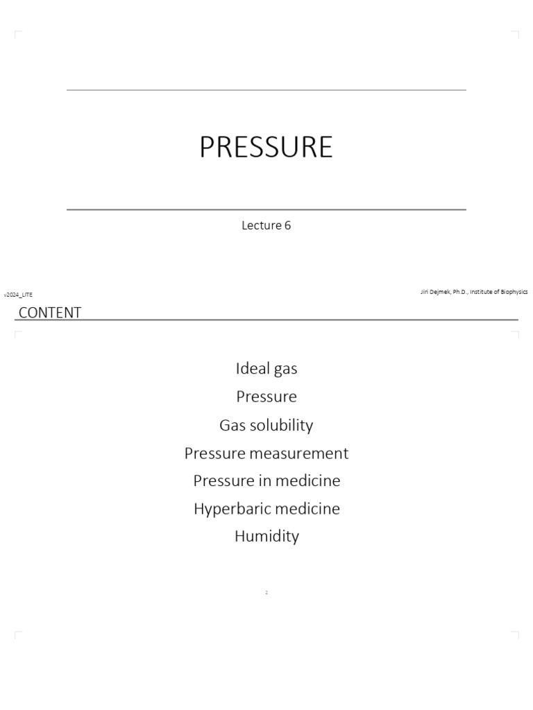 Understanding Pressure in Gases and Medicine | PDF | Blood Pressure ...