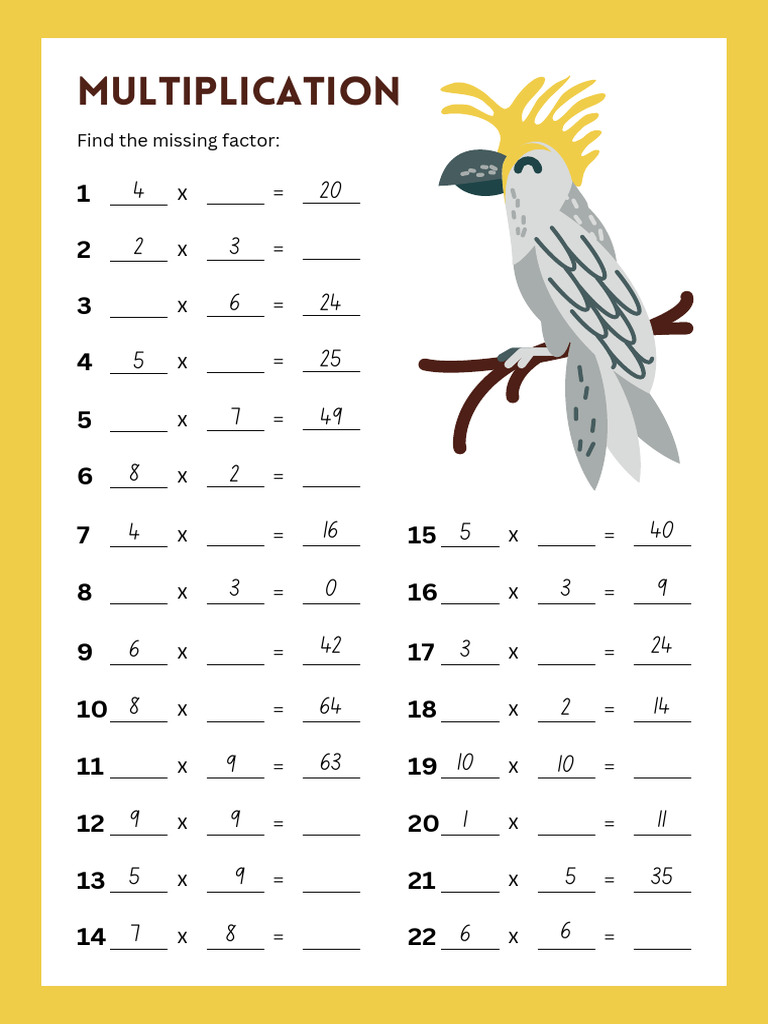 Missing Factors in Multiplication Problems | PDF