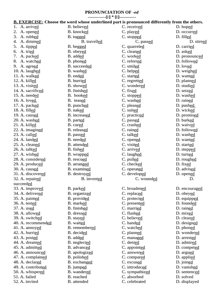 Pronunciation Of-Ed, - S, - Es Edited New | PDF