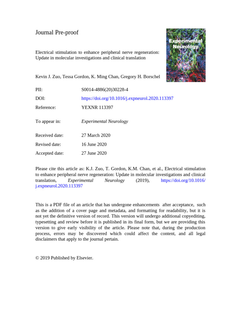 Electrical Stimulation for Nerve Regeneration | PDF | Nerve | Axon