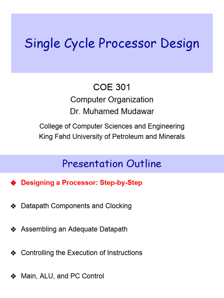 Single Cycle Processor Design Overview | PDF | Central Processing Unit ...