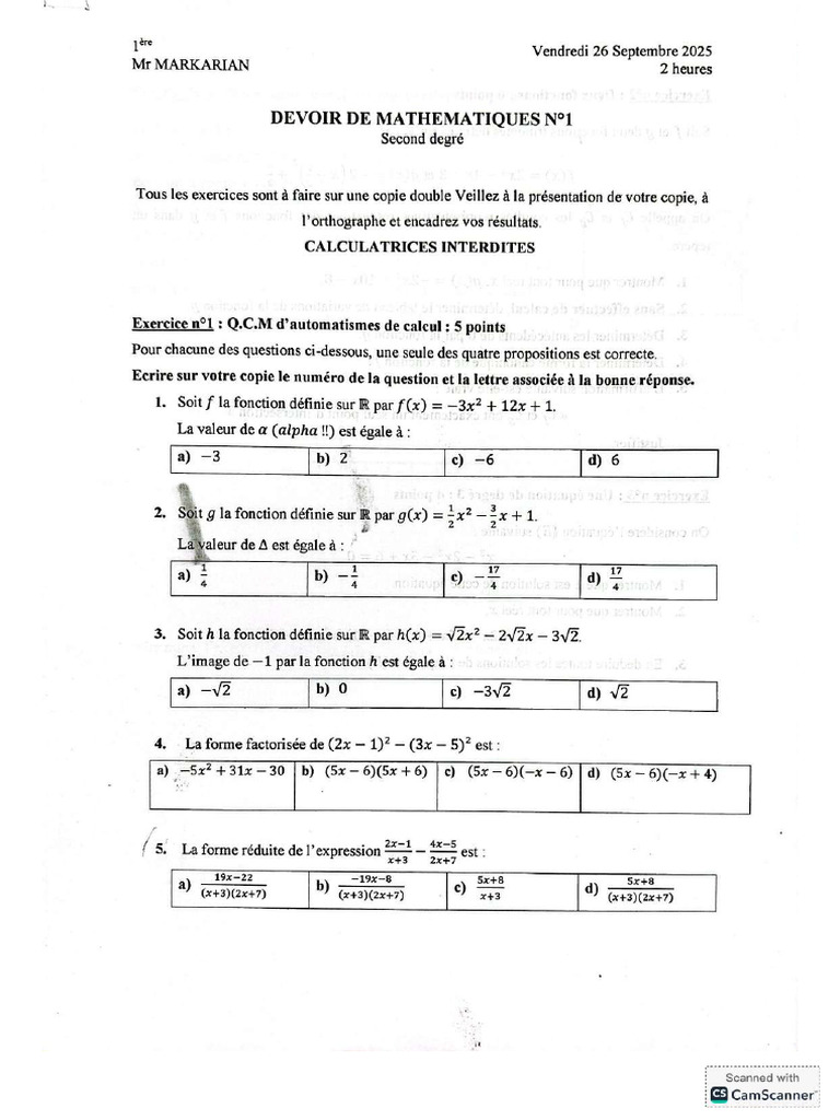 DS 1 Première Spé | PDF