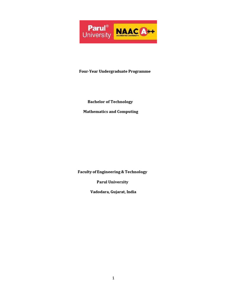 B.Tech in Mathematics and Computing Program | PDF | Statistics | Integral