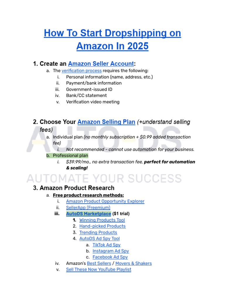 Amazon Dropshipping Guide 2025 | PDF | Business | Marketing