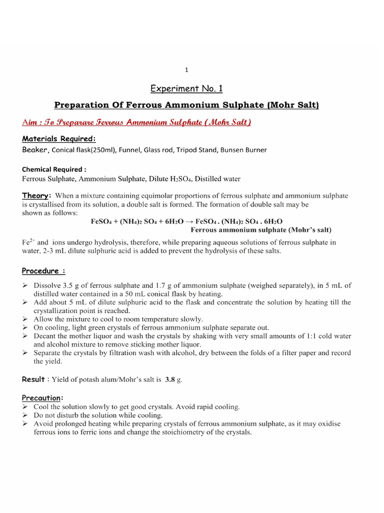Chemistry Practical XII | PDF