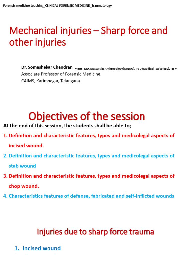 Forensic Analysis of Mechanical Injuries | PDF | Wound Healing | Scar