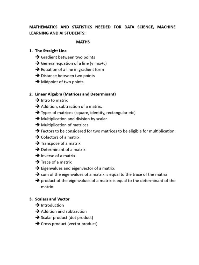 Essential Math & Stats for Data Science | PDF | Matrix (Mathematics ...