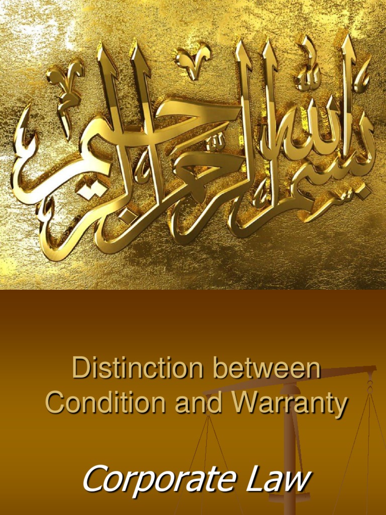 Distinction Between Condition and Warranty PDF Implied Warranty