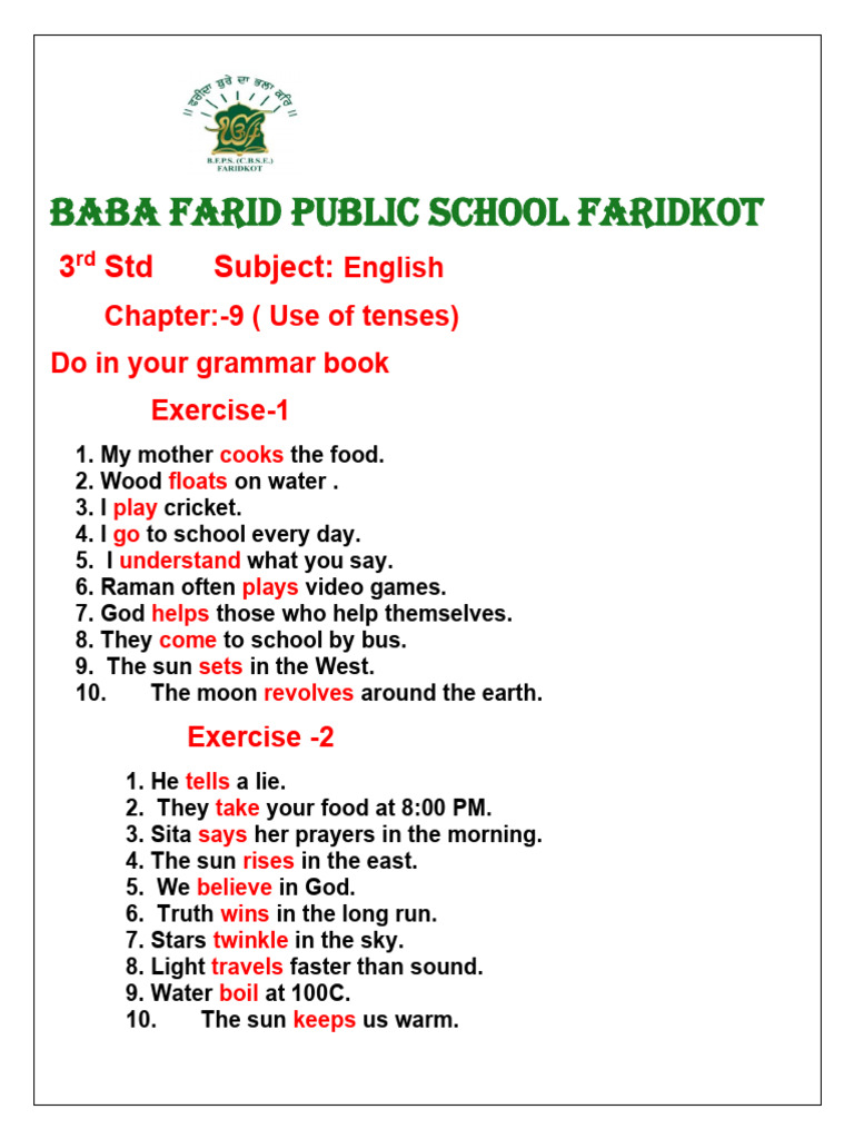 Class 3rd Chapter 9 of Grammar | PDF