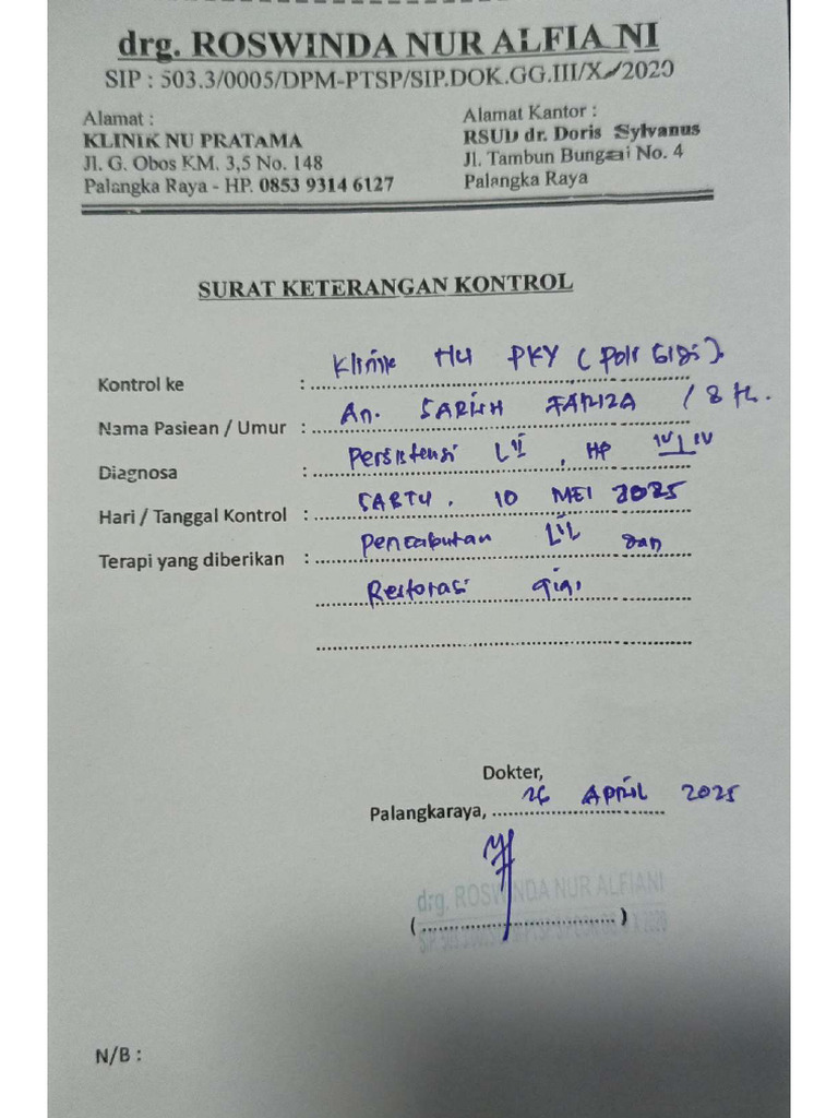 Kontrol Gigi Sarish | PDF