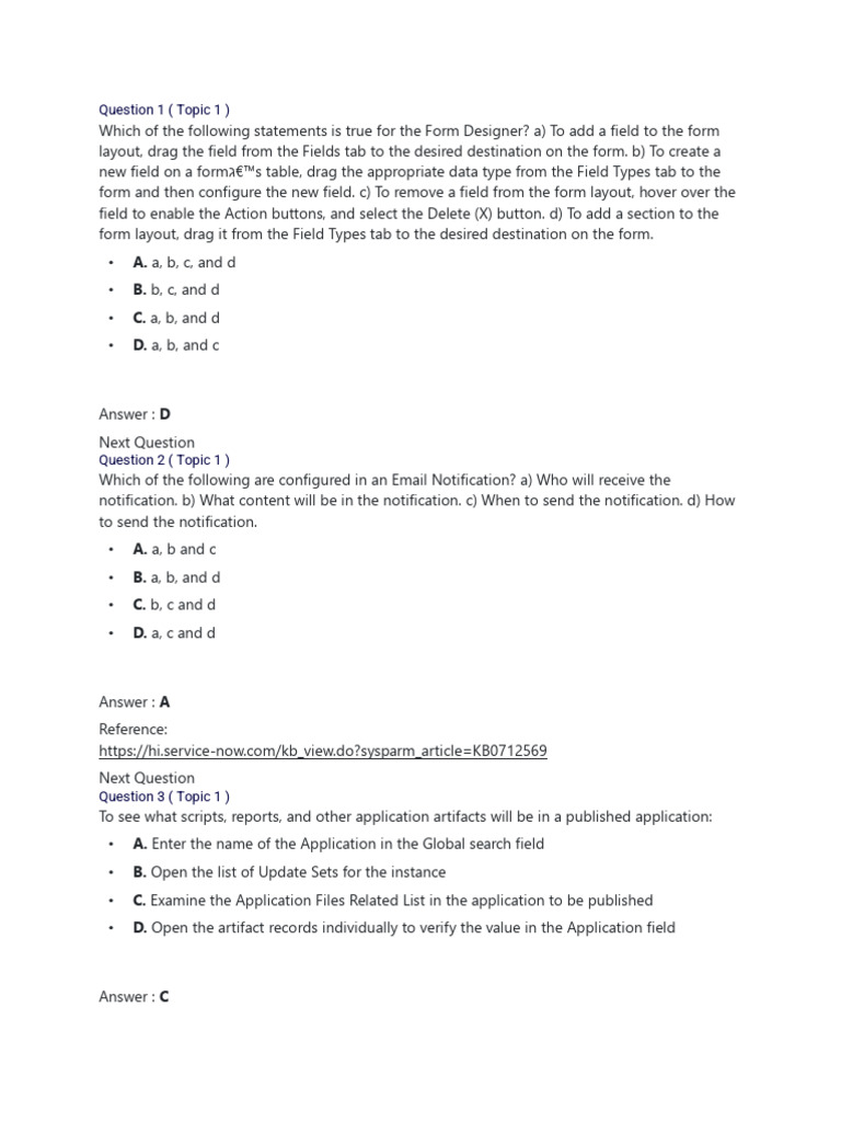 ServiceNow CAD Questions Corrected | PDF | Scope (Computer Science ...