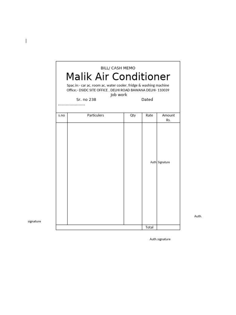 Auth. Signature for AC Service Memo | PDF