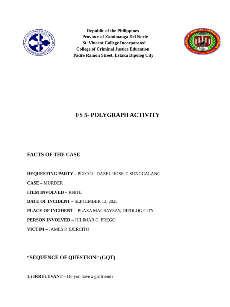 Polygraph Activity in Murder Case | PDF