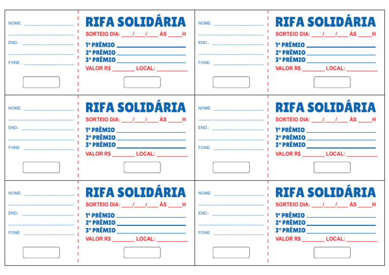 Folha de Rifa para Imprimir e Editar | PDF