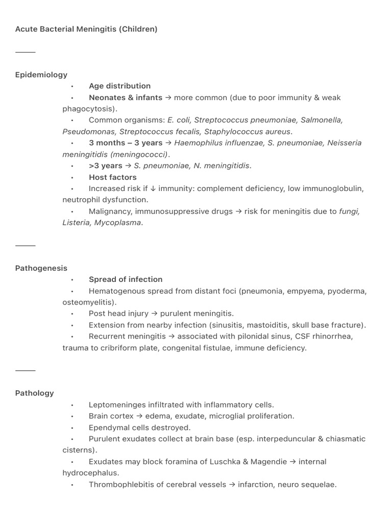 Acute Bacterial Meningitis in Children | PDF | Meningitis | Pneumonia
