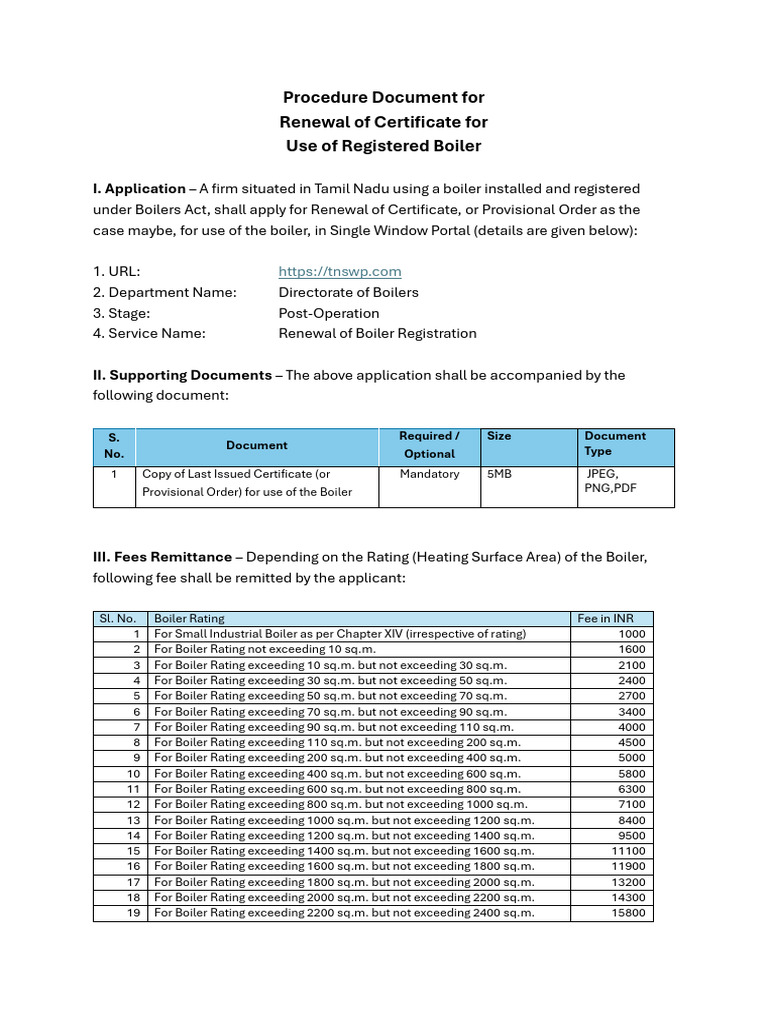 Procedure Renewal Certificate Registered Boiler | PDF