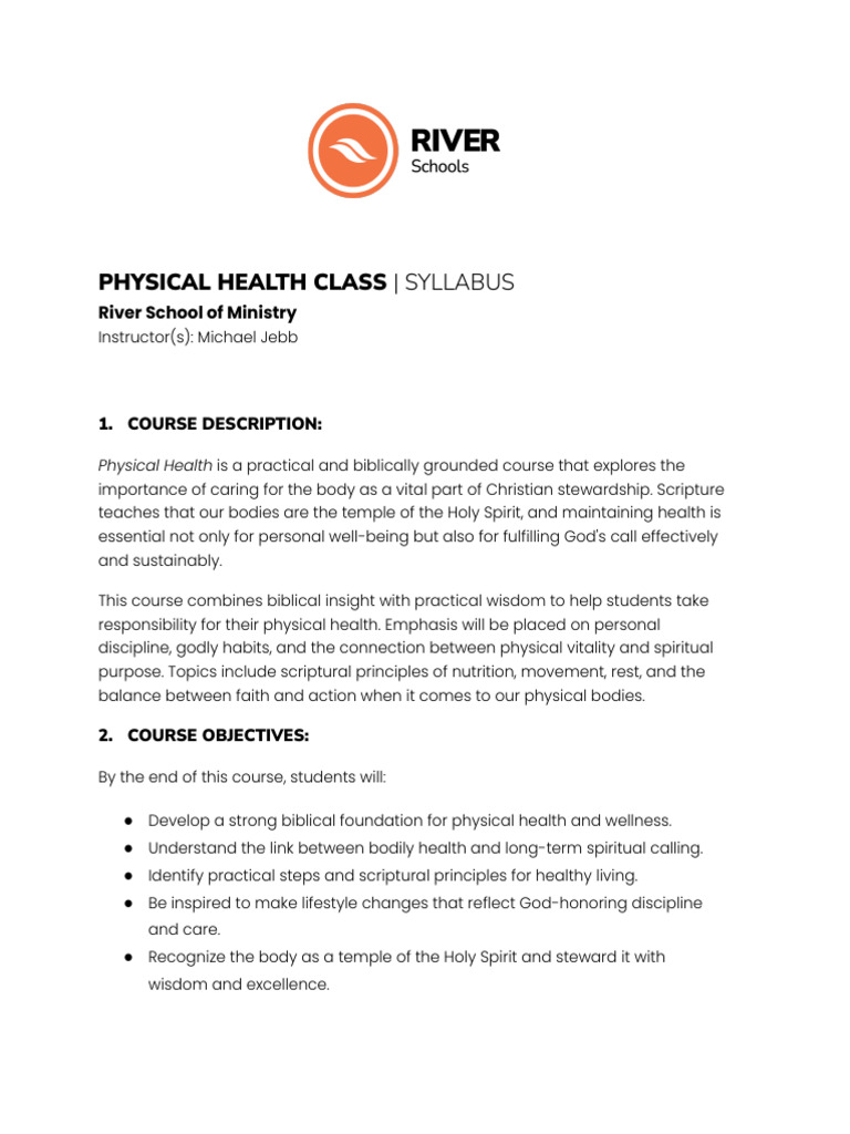 RSM 1 - Physical Health Class Syllabus | PDF