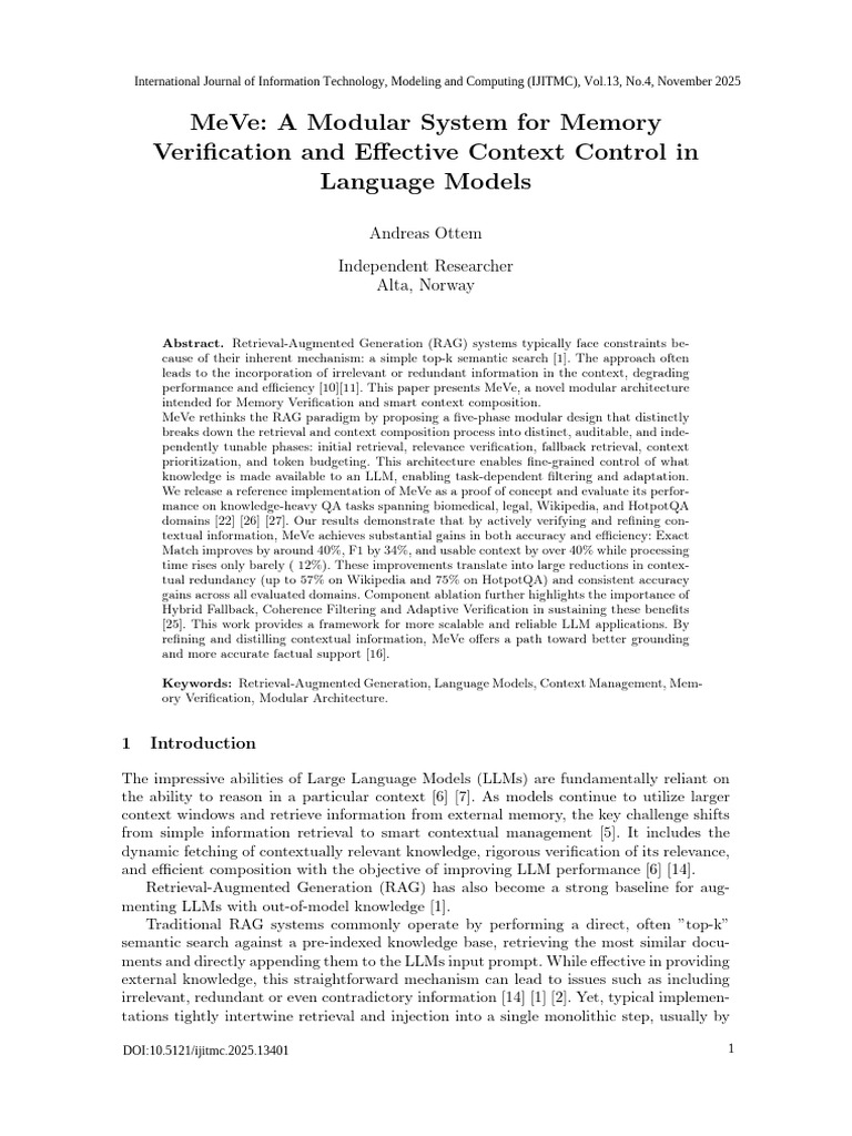 MeVe: A Modular System For Memory Verification and Effective Context ...