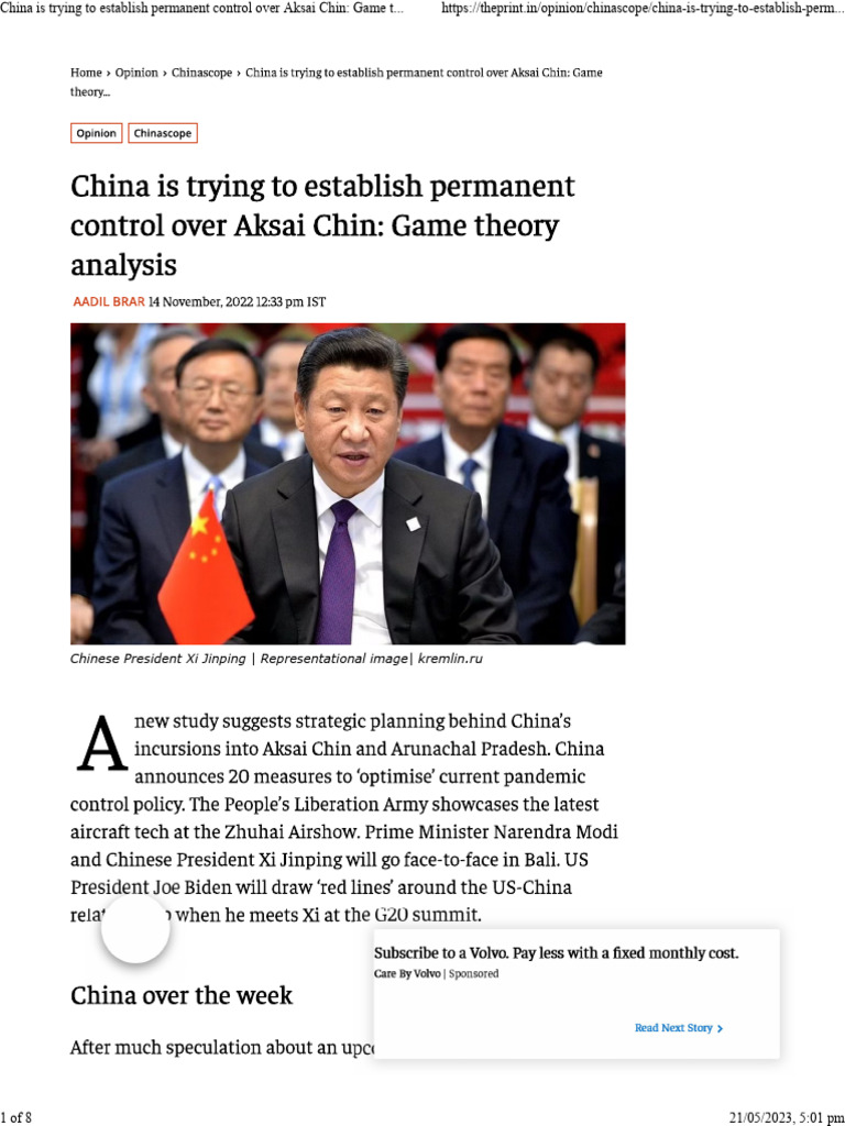 China Is Trying To Establish Permanent Control Over Aksai Chin Game ...
