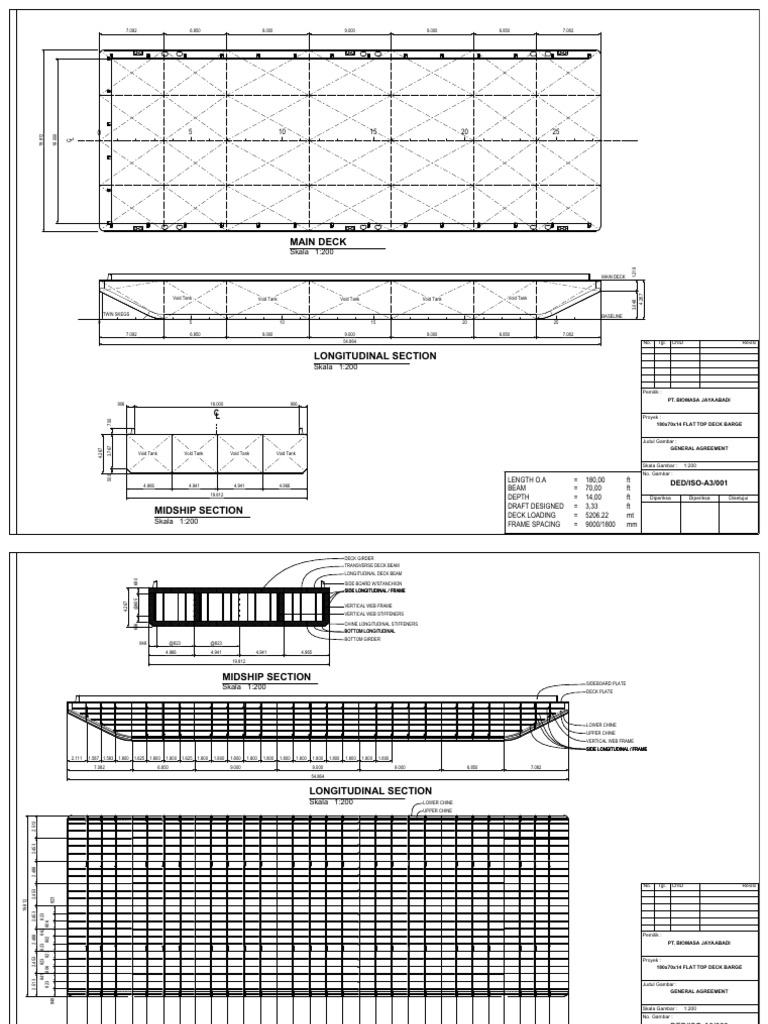 180x70x14 Flat Top Deck Barge Plans | PDF | Shipbuilding | Shipping