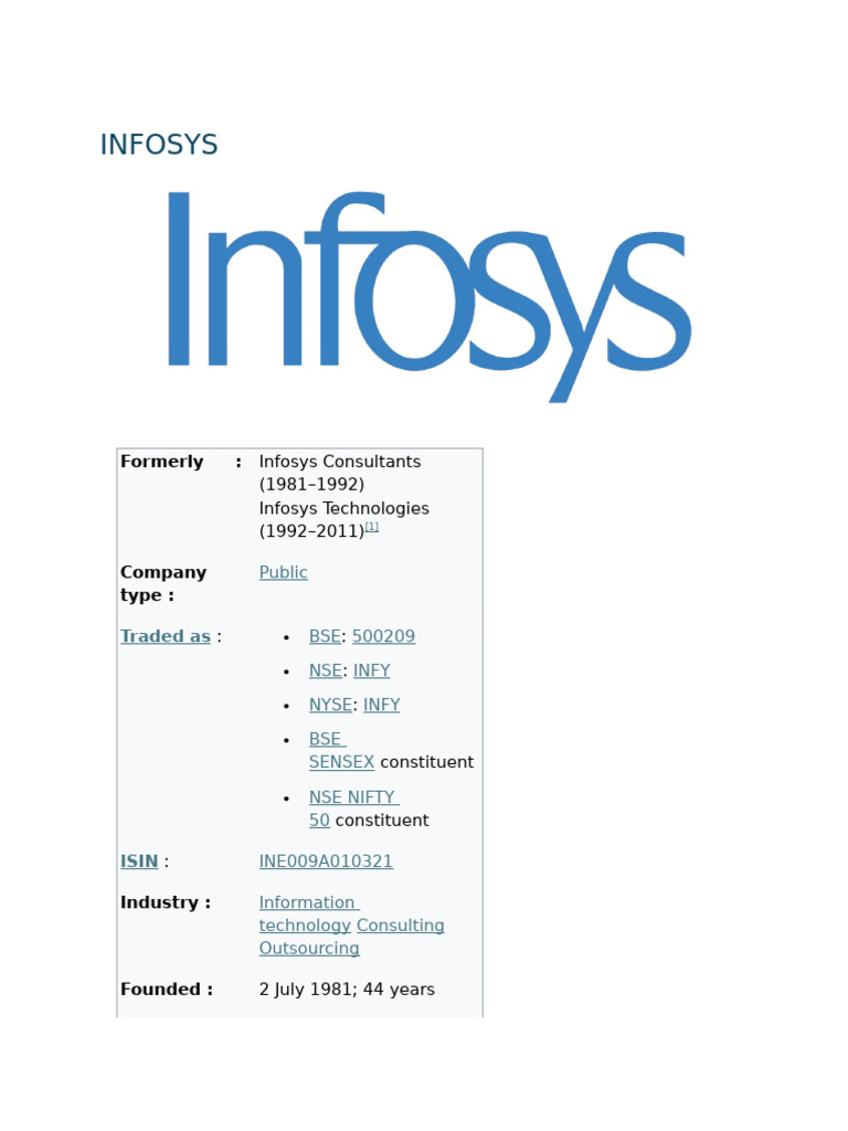 Infosys: Indian IT Leader Overview | PDF | Business