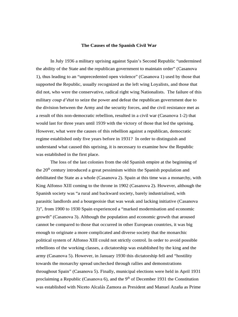 Causes of the Spanish Civil War Explained | PDF | Spanish Civil War ...