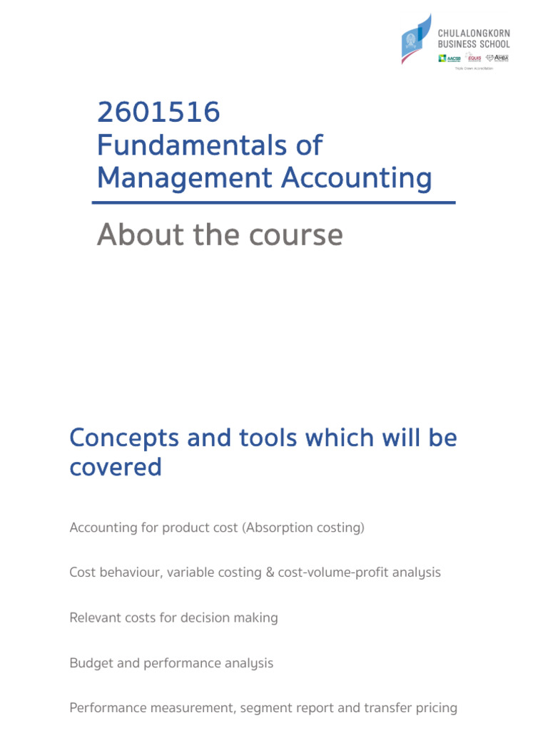 Management Accounting Fundamentals Course | PDF | Management Accounting ...