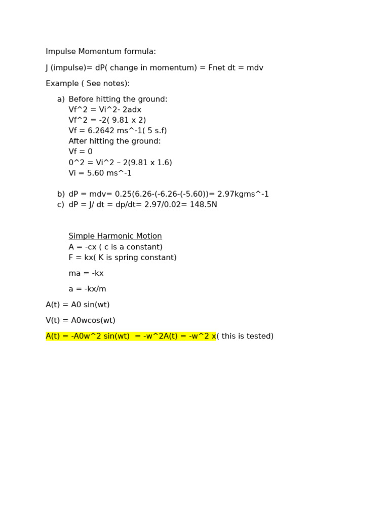 Impulse Momentum Formula | PDF