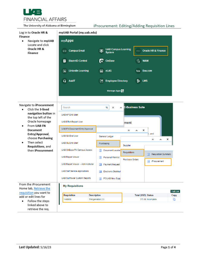 iProcurement Requisition Line Guide | PDF