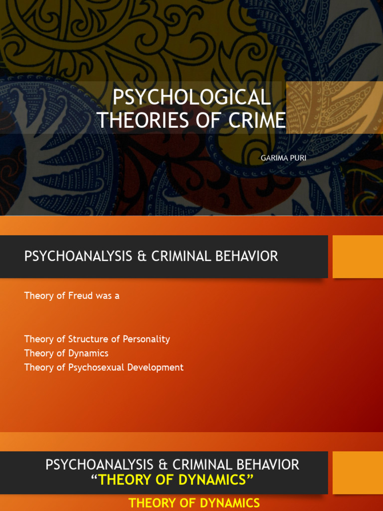 Psychoanalytic Theories of Criminal Behavior | PDF | Psychoanalysis ...