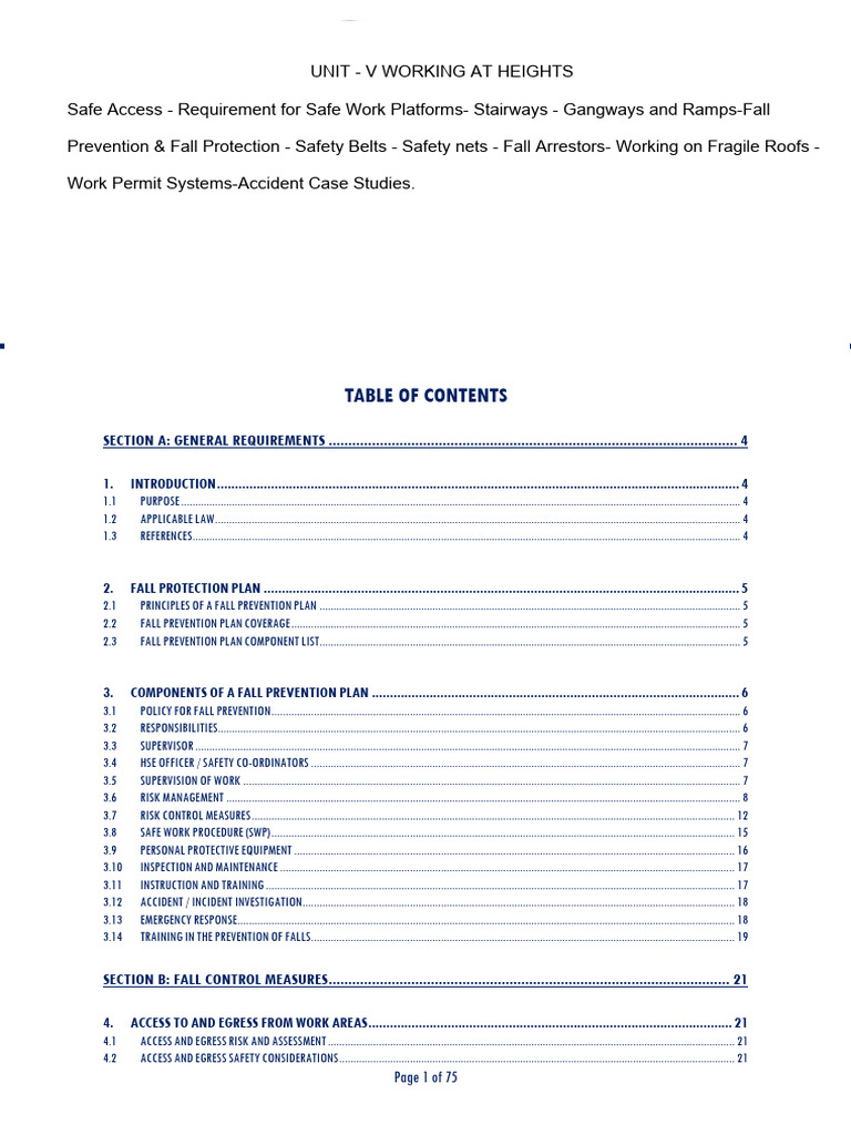 Fall Prevention and Protection Guidelines | PDF | Occupational Safety ...