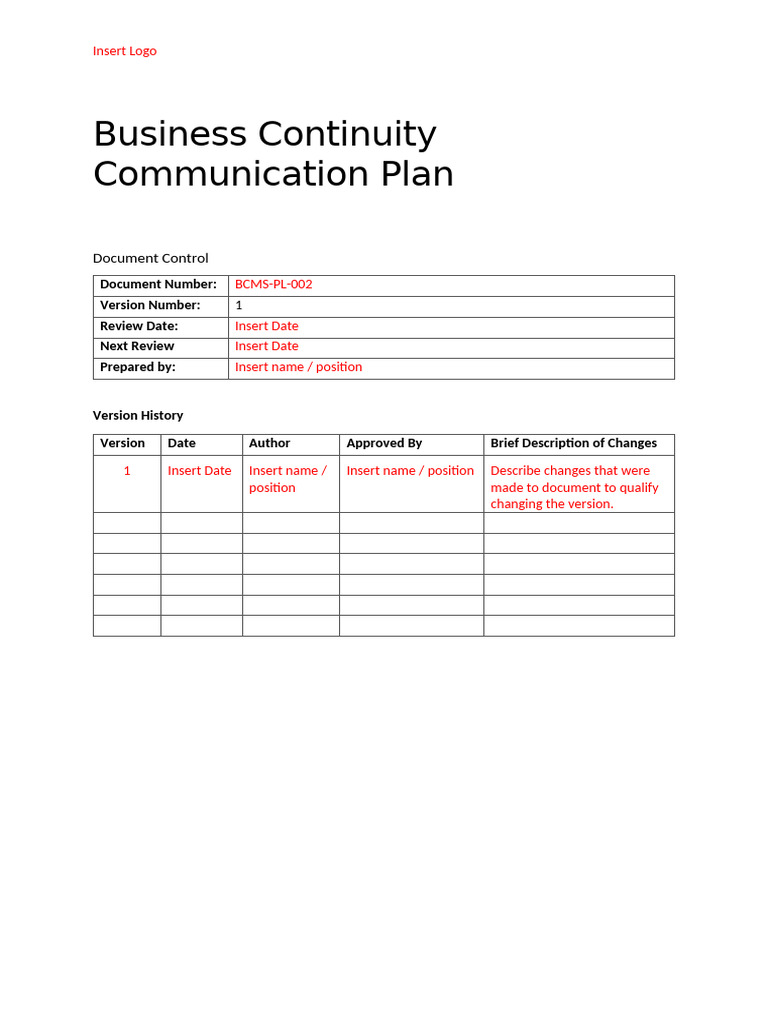 Business Continuity Communication Plan | PDF | Business