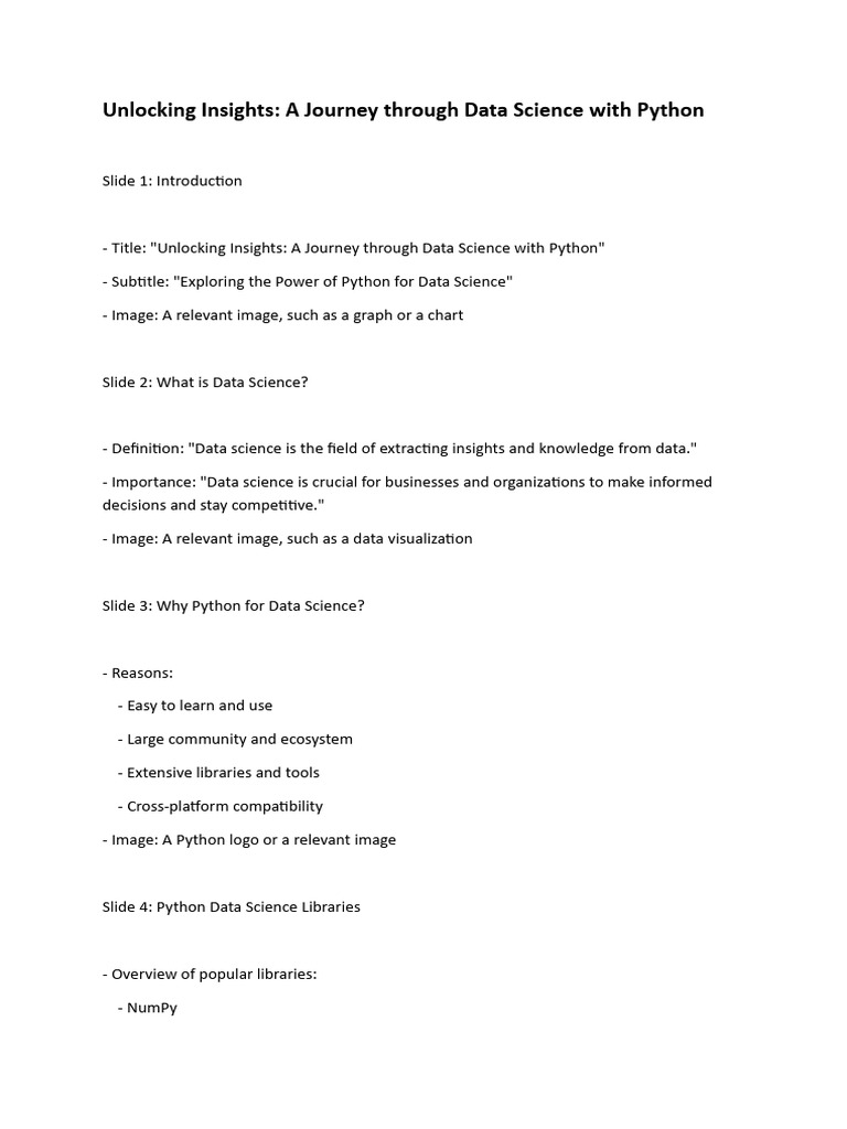 Unlocking Insights - A Journey Through Data Science With Python | PDF ...