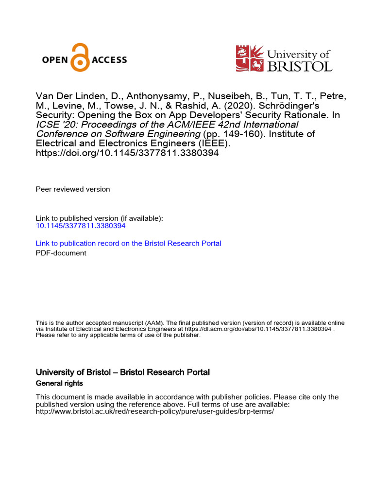 App Developers' Security Rationale Uncovered | PDF | Android (Operating ...