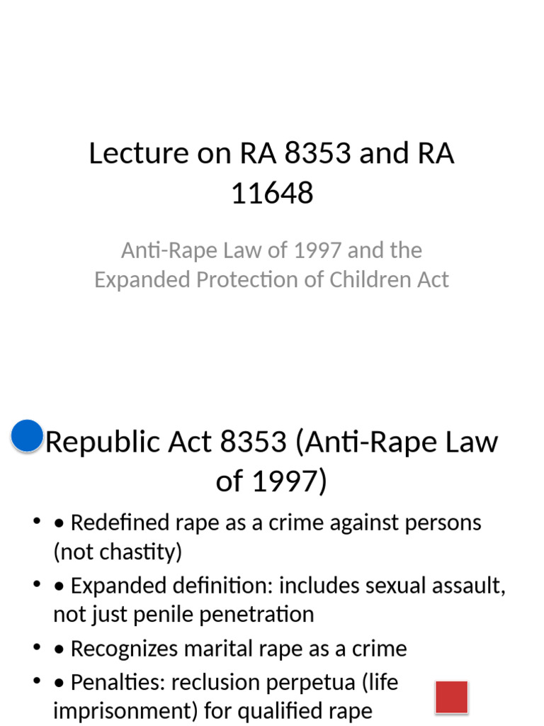 Overview of RA 8353 & RA 11648 Laws | PDF