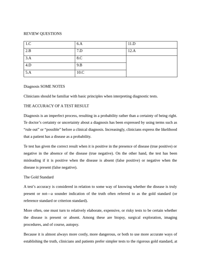 Diagnostic Test Accuracy Explained | PDF | Sensitivity And Specificity ...