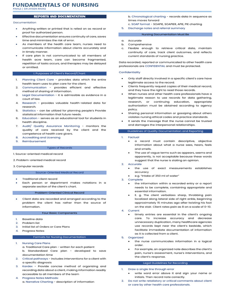 Nursing Documentation Essentials Guide | PDF | Respiratory Tract ...