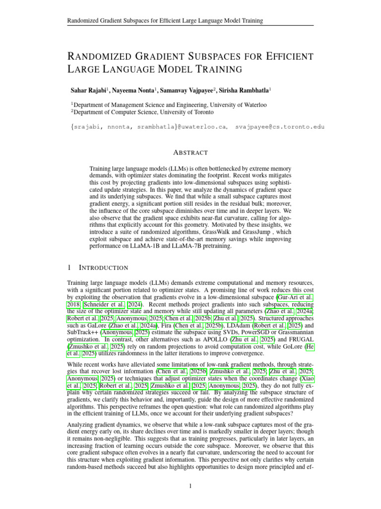 Efficient LLM Training with Randomized Gradients | PDF | Mathematical ...