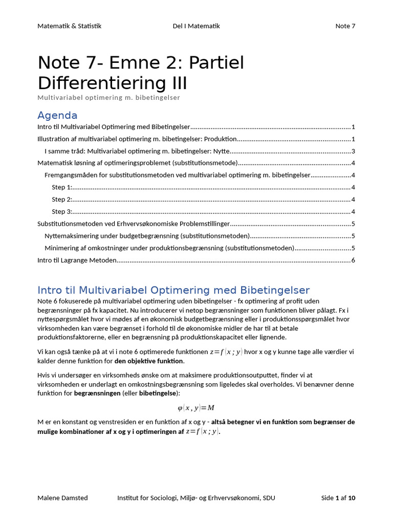 Note 7 - Emne 2 Partiel Differentiering III | PDF