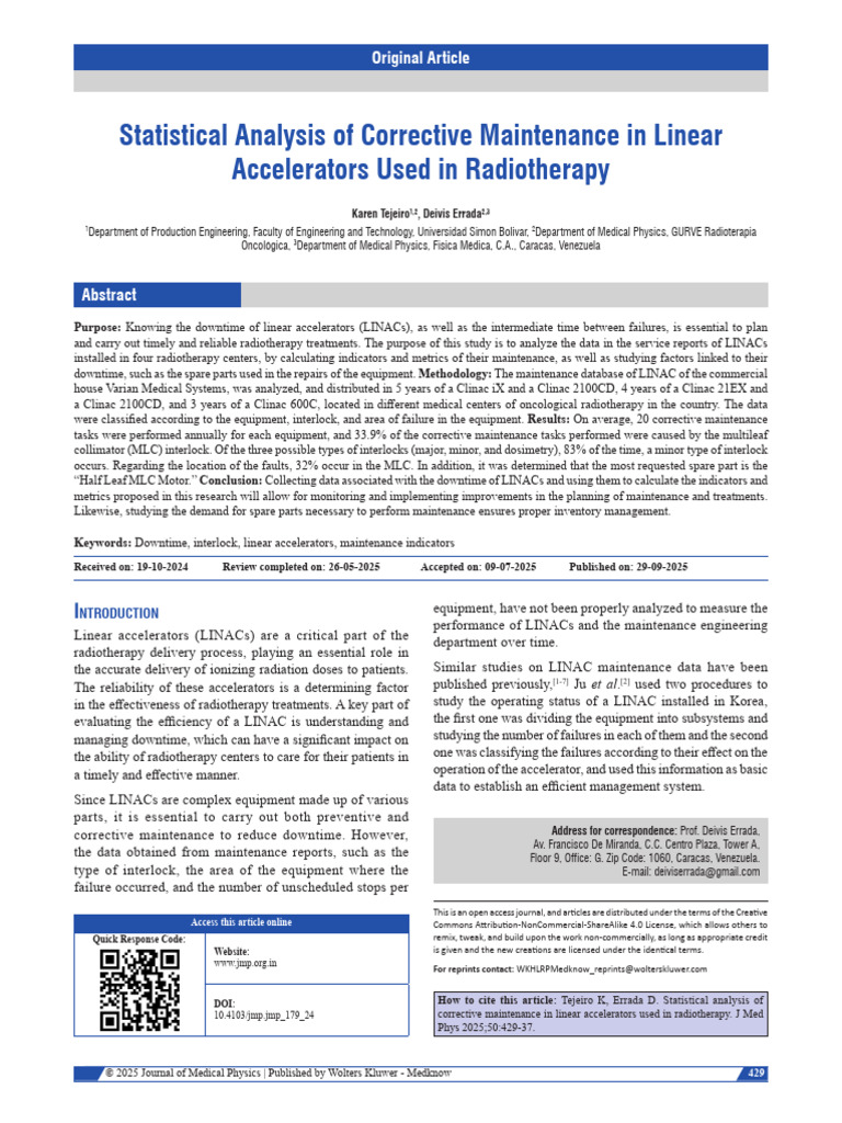 Statistical Analysis of Corrective Maintenance In.1 | PDF | Radiation ...