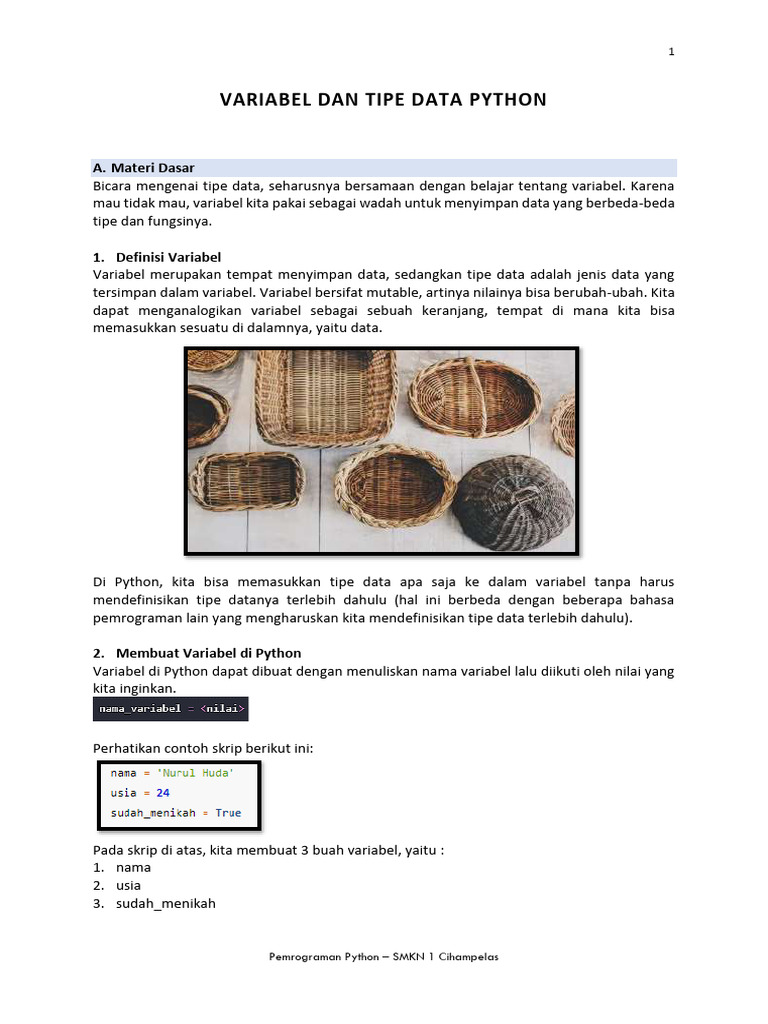 Variabel dan Tipe Data dalam Python | PDF